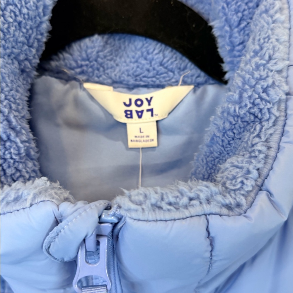 Joy Lab Quilted Sherpa Fleece Vest NWT Blue Puffer Athleisure Activewear L - Picture 9 of 9